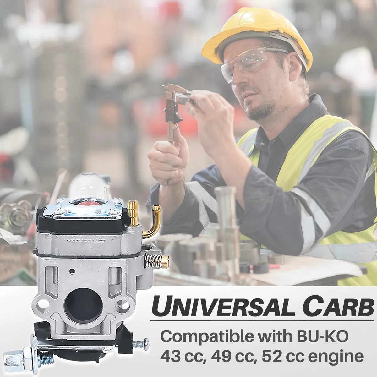 Carburateur pour 52cc 49cc 43cc Débroussailleuse, JRISBO Carburateur de Moteur de Débroussailleuse pour BU-KO 52 CC Accessoires Carbu Kit avec Joint, Bougie, Filtre à Essence