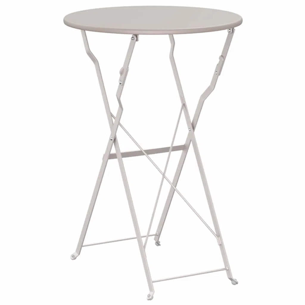 Table bistrot Beige Ø 50 cm et 71 cm de Haut en Acier revêtu de Poudre, Pliable pour Jardin terrasse Balcon Patio mobilier extérieur, idéale pour Repas ou détente