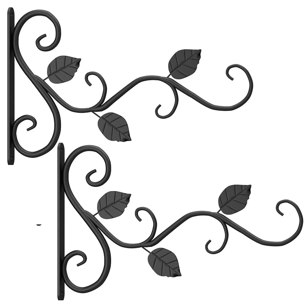 Kaxich ﻿Lot de 2 Crochets Muraux de 25 cm pour Suspension de Fleurs, Supports de Panier Suspendu pour intérieur et extérieur, Crochets de Suspension en Métal pour Plantes, Lanternes, Carillons, Mangeo