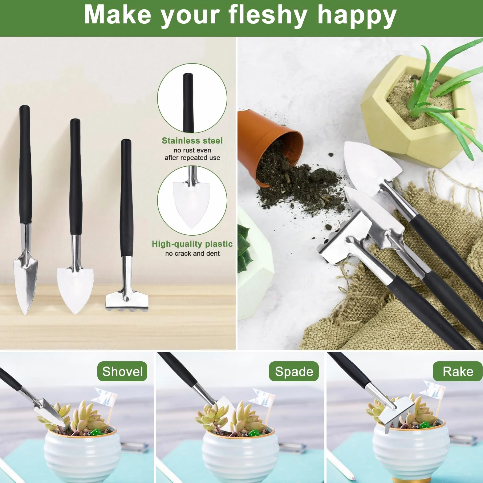 JOYBOY Kit D'outils de Jardin,Tapis de Jardinage Imperméable,Succulentes Imperméable Tapis,Ensemble D'outils de Jardinage,Kit d'outils pour Bonsai,Mini Outils de Jardinage pour Les Plantes d'intérieur