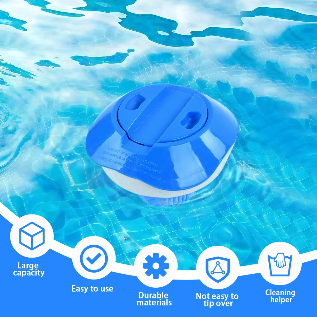 Flotteur Piscine Chlore, Diffuseur de Chlore pour Piscine, Diffuseur Chlores Piscines Gros Galet, Diffuseur Flottant Piscines, Accessoires Piscin, Spas, Bains à Remous et Parcs Aquatiques (A)