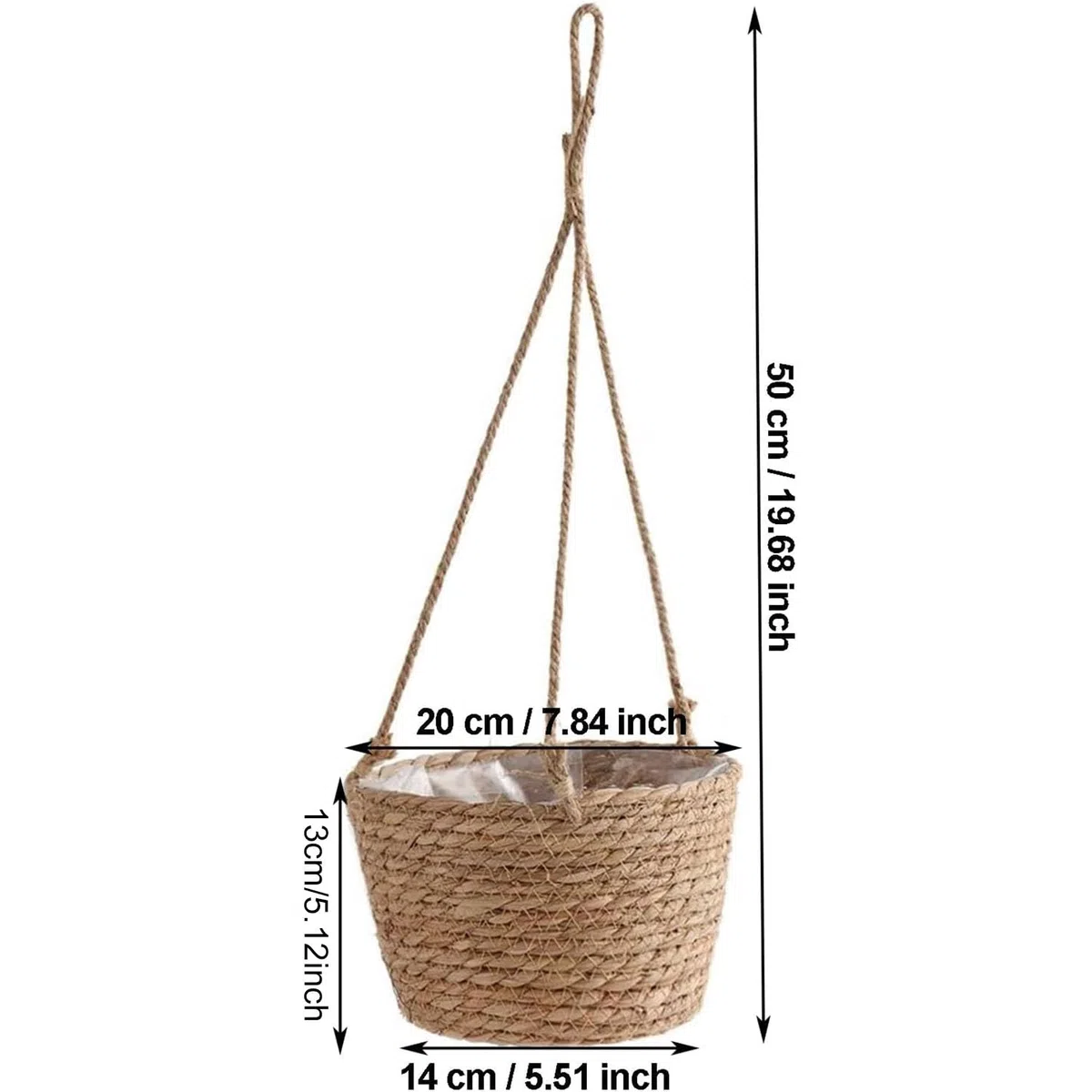 Pot de Fleurs à Suspendre en Corde de Jute, Panier Suspendu de Plantes, Panier De Jardinière Suspendu, Jardinière Suspendue en Corde, Intérieure ou Extérieure(Brown)