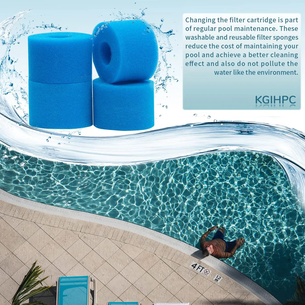 Type S1 Éponge Filtrante de Piscine en Mousse Filtre pour Intex Type S1 pour Piscine,Cartouche filtrante réutilisable pour Bain à remous (6 pièces)