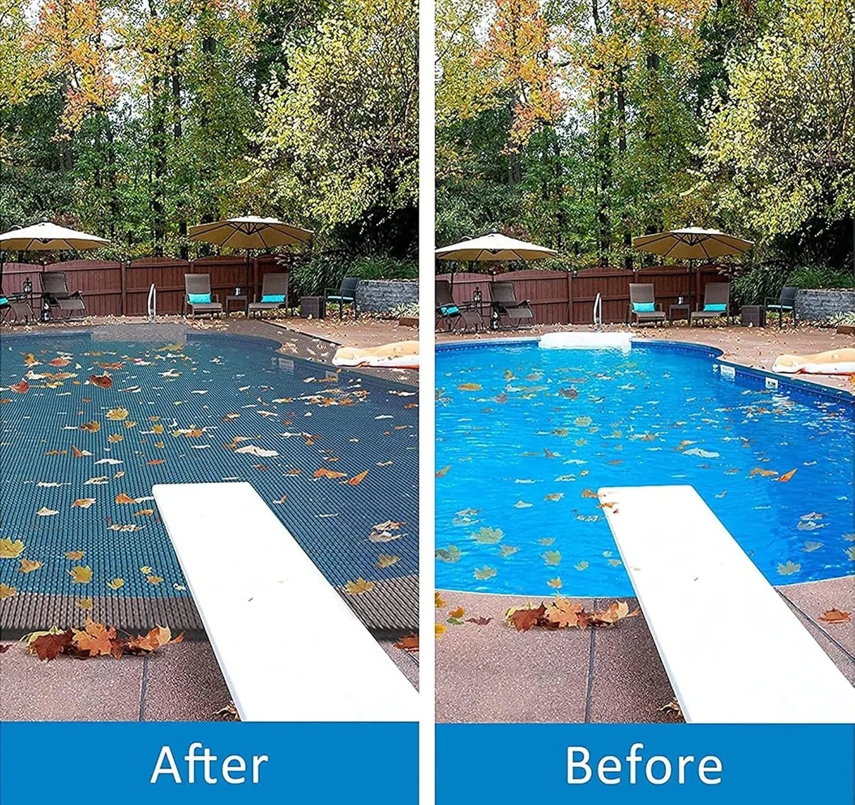 Bâche de protection robuste pour piscine creusée et hors sol, 5 x 6 m / 16.4x19.6ft – Protection ultime pour feuilles de piscine