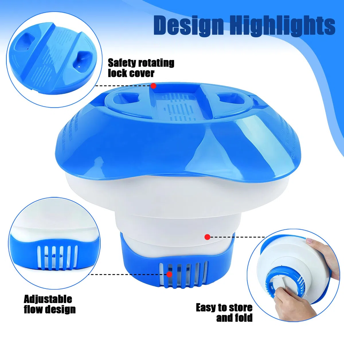Flotteur Piscine Chlore, Diffuseur de Chlore pour Piscine, Diffuseur Chlores Piscines Gros Galet, Diffuseur Flottant Piscines, Accessoires Piscin, Spas, Bains à Remous et Parcs Aquatiques (A)