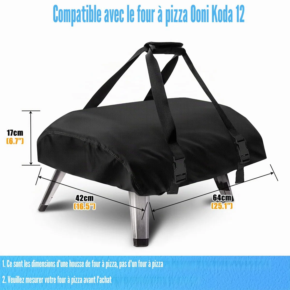 Kovshuiwe Carry Cover for Ooni Koda 12 Gas Pizza Oven, Outdoor Pizza Oven, Waterproof 600D Oxford Fabric, Pizza Oven Cover Accessories (25.2"x16.5"x6.7")