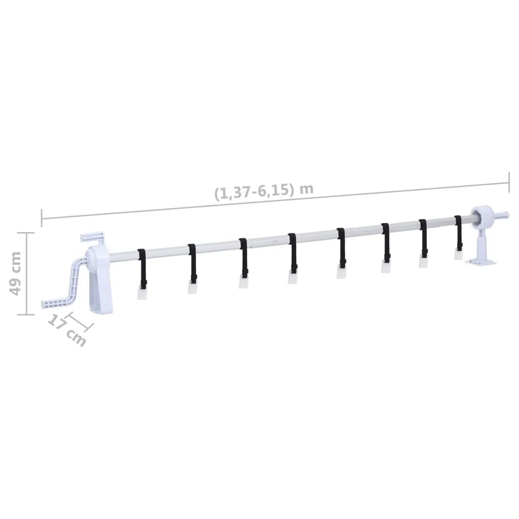 Enrouleur pour bâche de piscine, base en plastique avec tube en aluminium, tube télescopique de 1,37 à 6,15 m, 2 manivelles de roue, 8 cordons, convient pour piscine, jacuzzi, jardin, terrasse