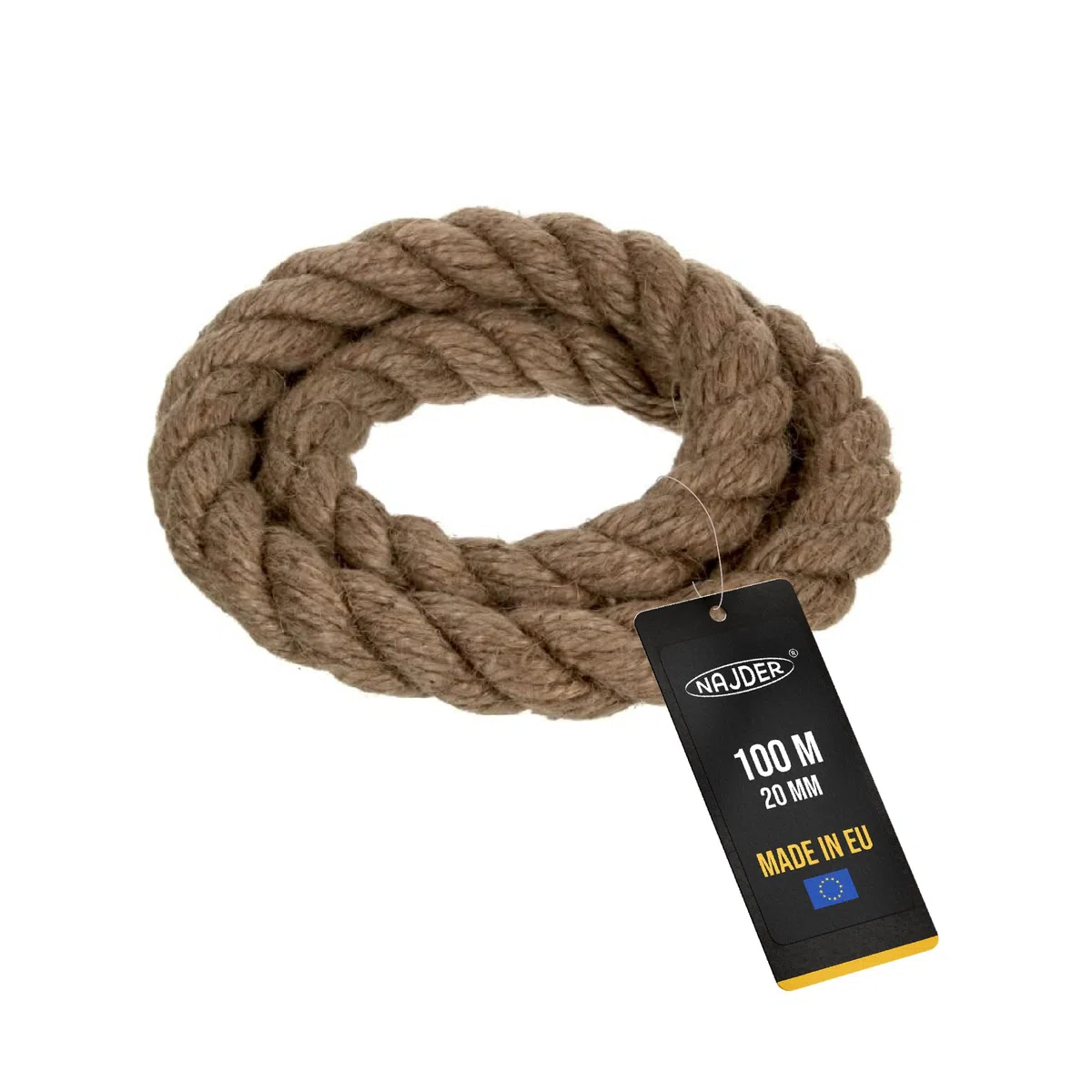 NAJDER Corde de Jute Naturelle, Ficelle de Jute, Corde Torsadée Fibres Naturelles, Épaisseur 20 mm, Longueur 100 m pour Bricolage, Jardinage, Décoration, Travaux Manuels, Arbre à Chat