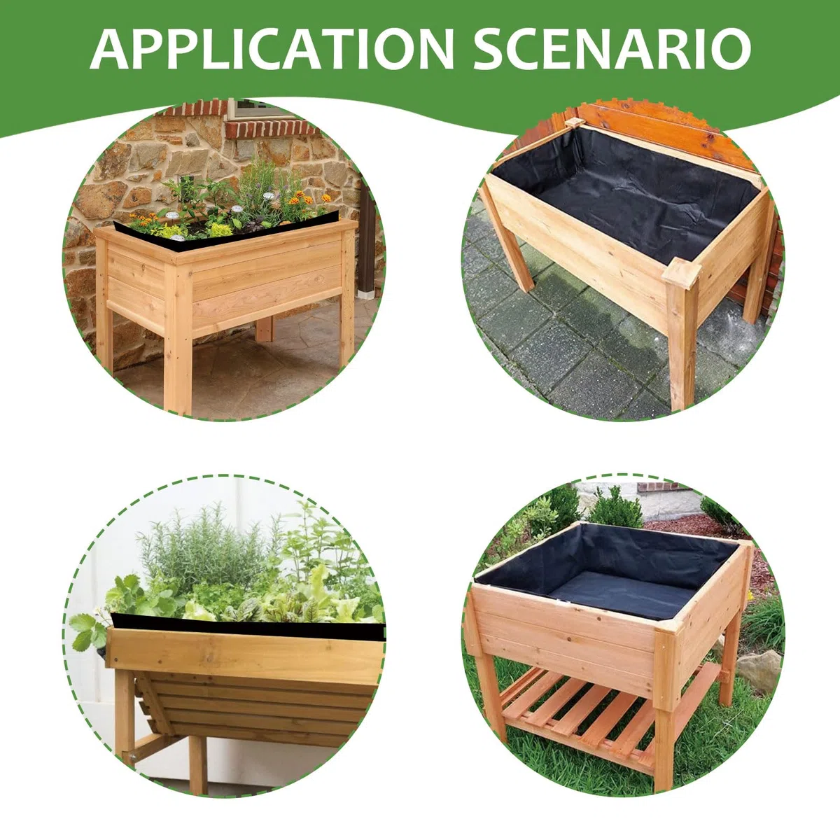 Doublure de jardinière surélevée - 160 x 210 cm - Insert en tissu pour grandes plantes potagères - En tissu non tissé respirant et imperméable - Pour parterres surélevés en plein air - Noir