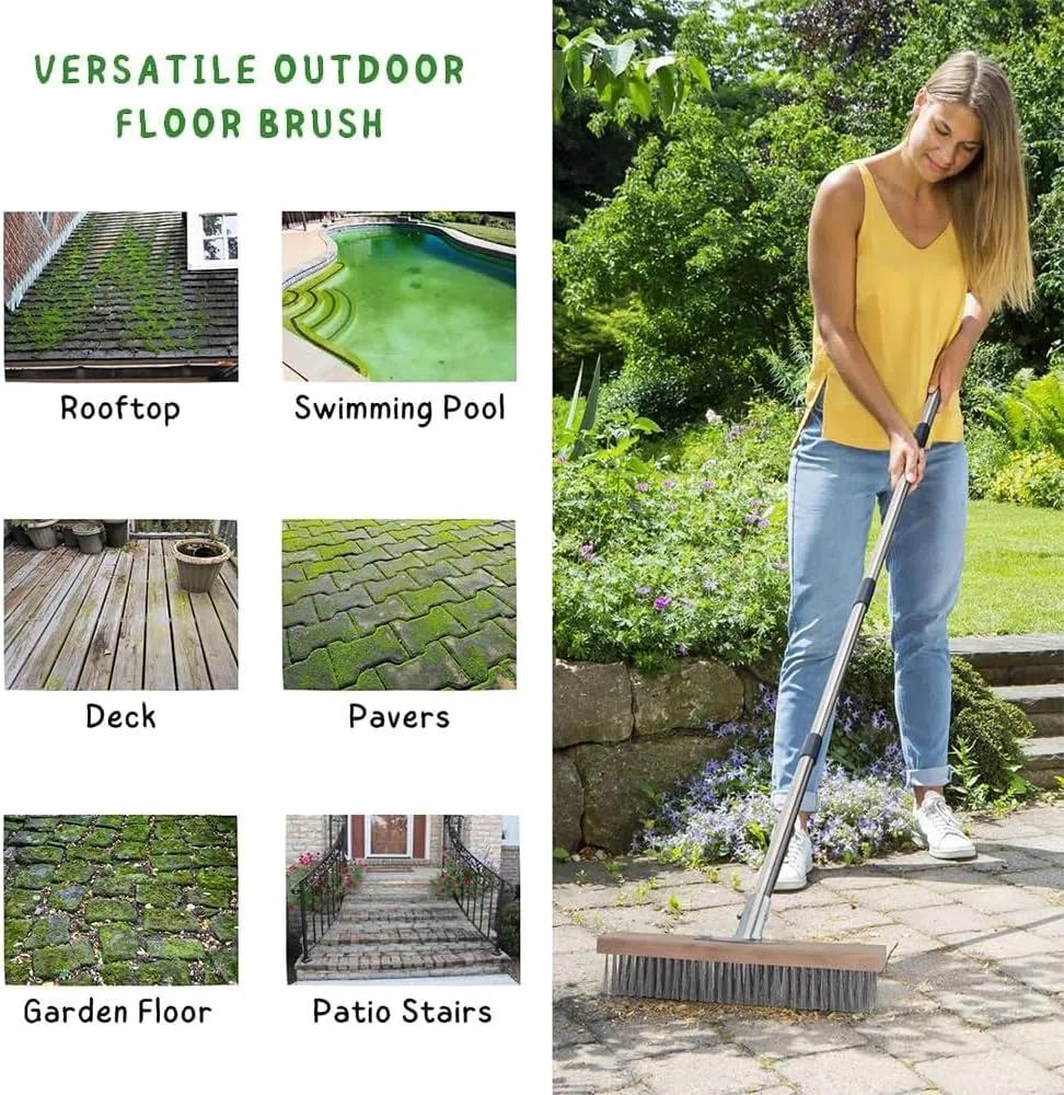 Lot de 2 balais métalliques 30 x 7 cm - Balai métallique - Balai en acier inoxydable - Pour manche en bois, balai de rue de jardin, mauvaises herbes et taches tenaces