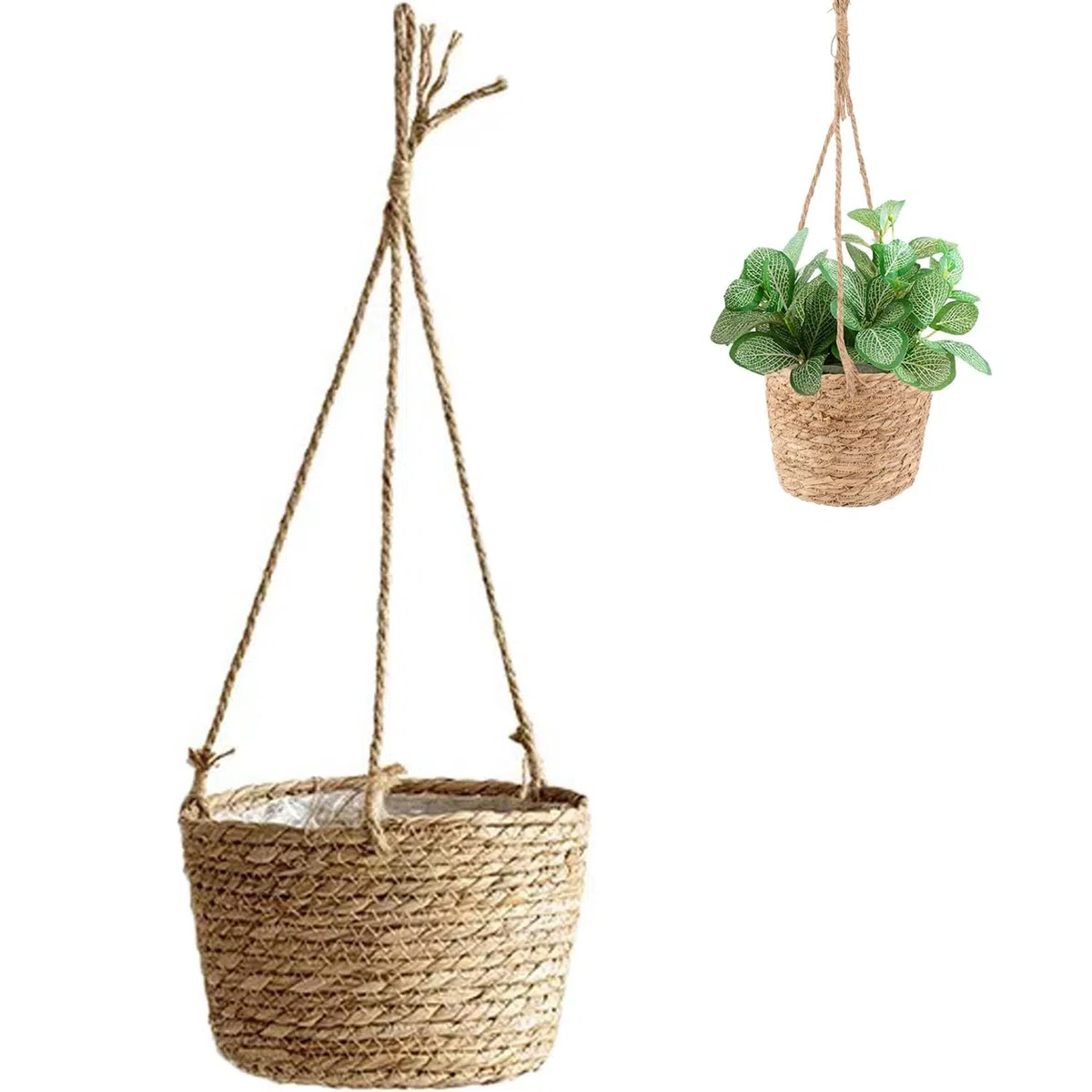 Pot de Fleurs à Suspendre en Corde de Jute, Panier Suspendu de Plantes, Panier De Jardinière Suspendu, Jardinière Suspendue en Corde, Intérieure ou Extérieure(Brown)