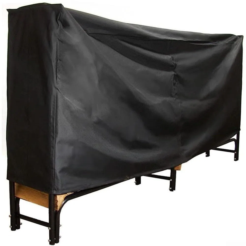 Housse de protection pour bois de chauffage extérieur 2,4 m, protection imperméable pour porte-bûches avec poignées renforcées, tissu Oxford PVC, abri de rangement pour bois, 244 x 34 x 100 cm