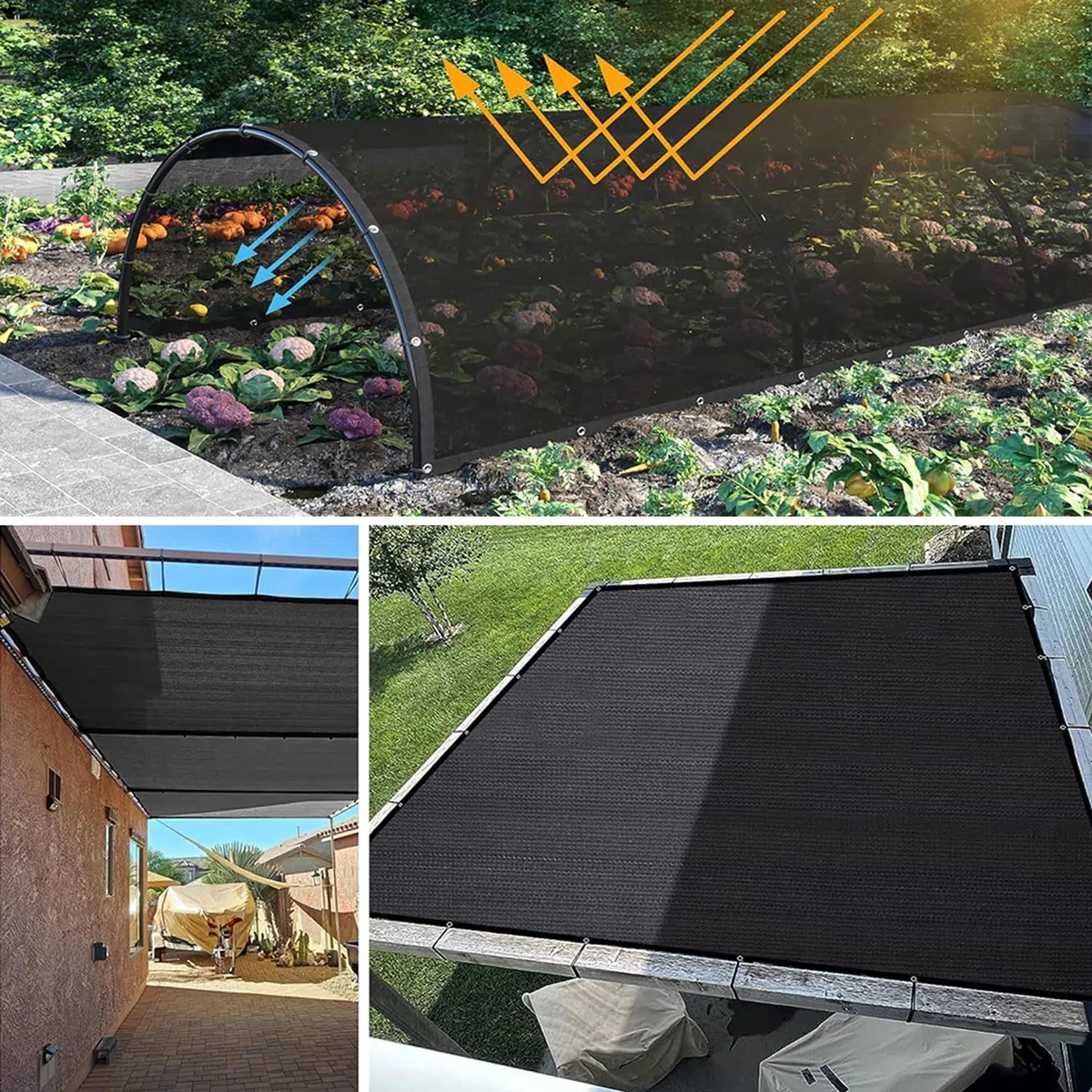 Toile d'ombrage à 90 % avec œillets - Résistante aux UV - Protection contre la chaleur des plantes de jardin - Pour extérieur, terrasse et arrière-cour (31 x 12 m / 102x39ft)