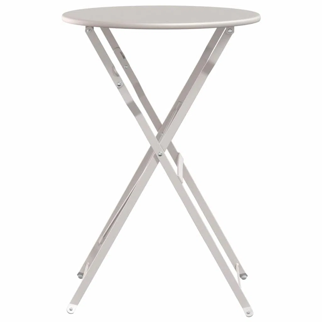Table bistrot Beige Ø 50 cm et 71 cm de Haut en Acier revêtu de Poudre, Pliable pour Jardin terrasse Balcon Patio mobilier extérieur, idéale pour Repas ou détente