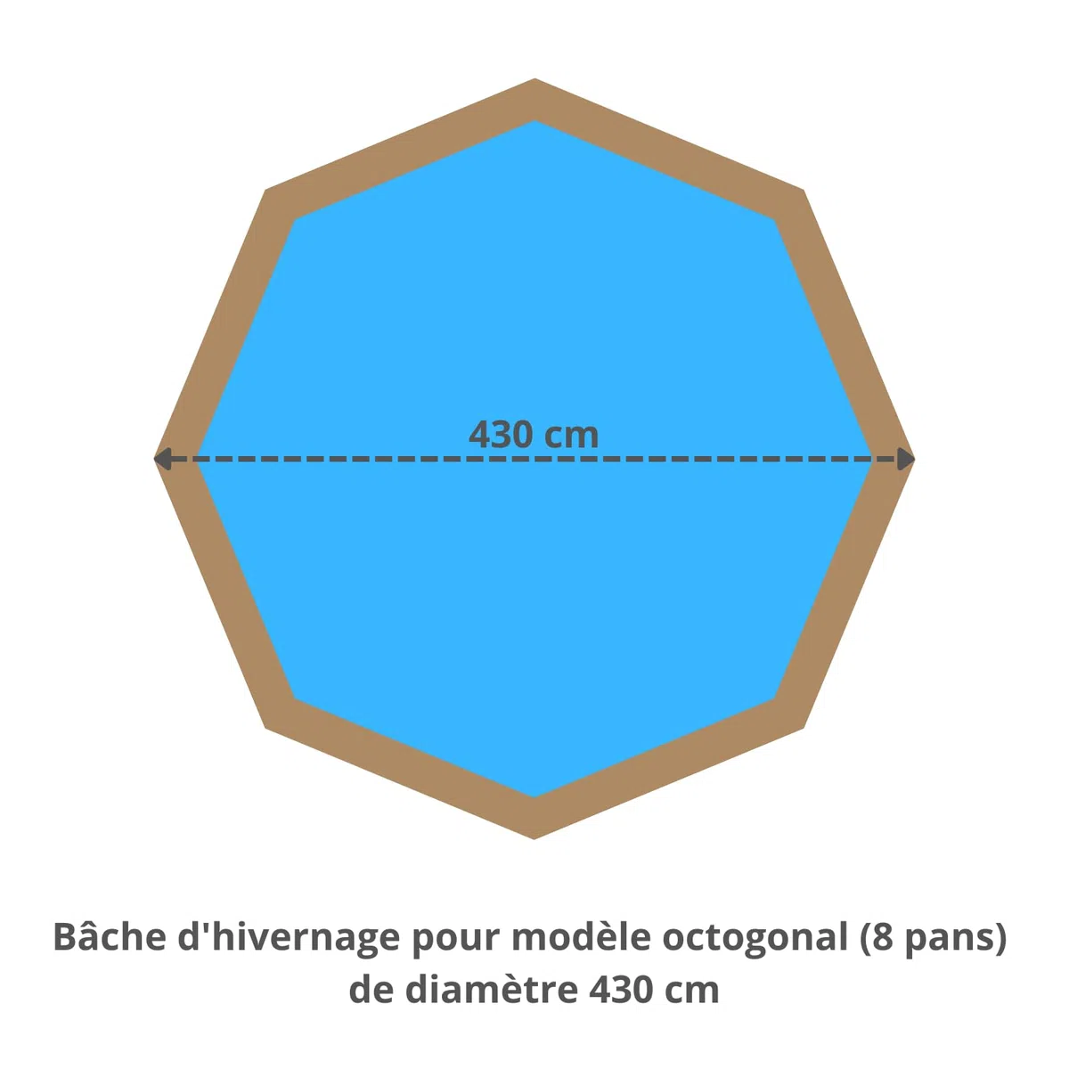 Bâche hivernage Piscine Hors Sol Ubbink Ocea Ø 430 cm - Toile PVC 640 g/m² Gris foncé - Couverture Hiver