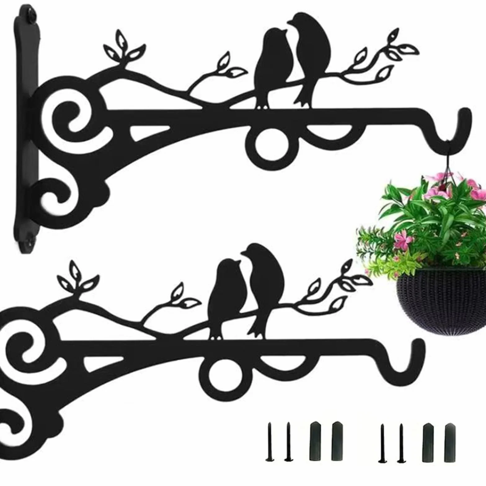 Hanging Plant Holder, 2 Pièces Supports Jardin Suspendus Cintres Pot Fleur Avec Vis 20cm Pour Lanternes, Paniers Suspendus, Cages À Oiseaux, Carillons Éoliens