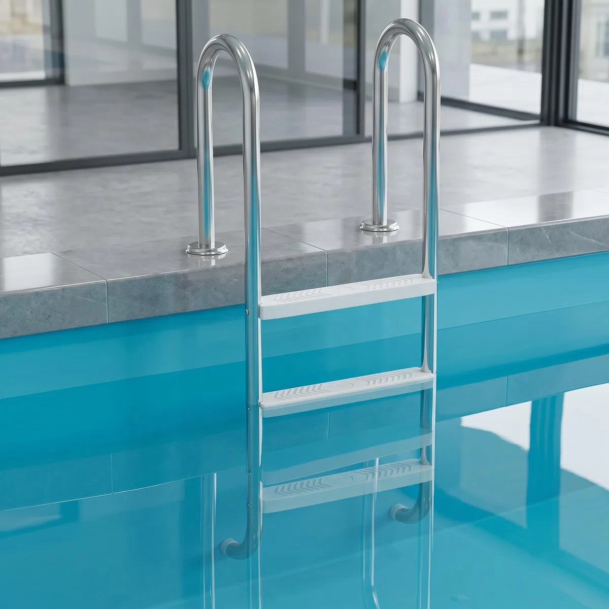 YRHome Échelle de piscine à 3 marches - En acier inoxydable 304 - Antidérapant - ABS - Charge maximale : 150 kg - Pour piscine de jardin - Convient pour piscine encastrée jusqu'à 130 cm de profondeur