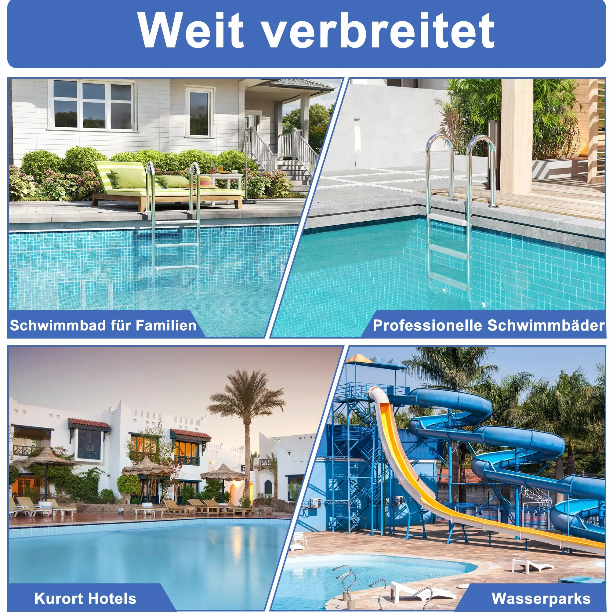 YRHome Échelle de piscine à 3 marches - En acier inoxydable 304 - Antidérapant - ABS - Charge maximale : 150 kg - Pour piscine de jardin - Convient pour piscine encastrée jusqu'à 130 cm de profondeur