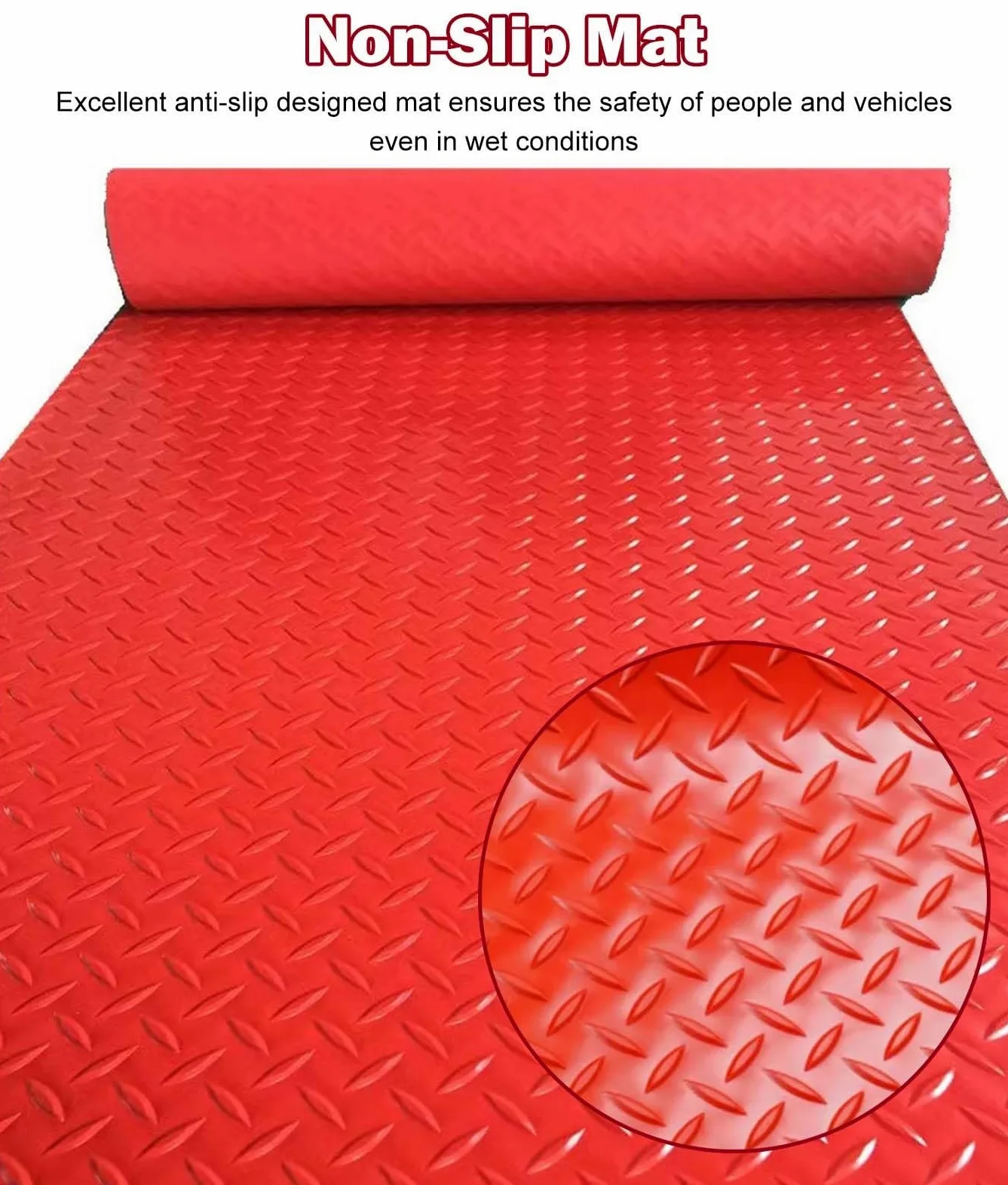 Tapis de Sol en Caoutchouc Rouge, de 0,6 m à 6 m, for sous-Sol, abri de Jardin, entrée, Box à Chevaux(1.2x2.5m/3.9x8.2ft)