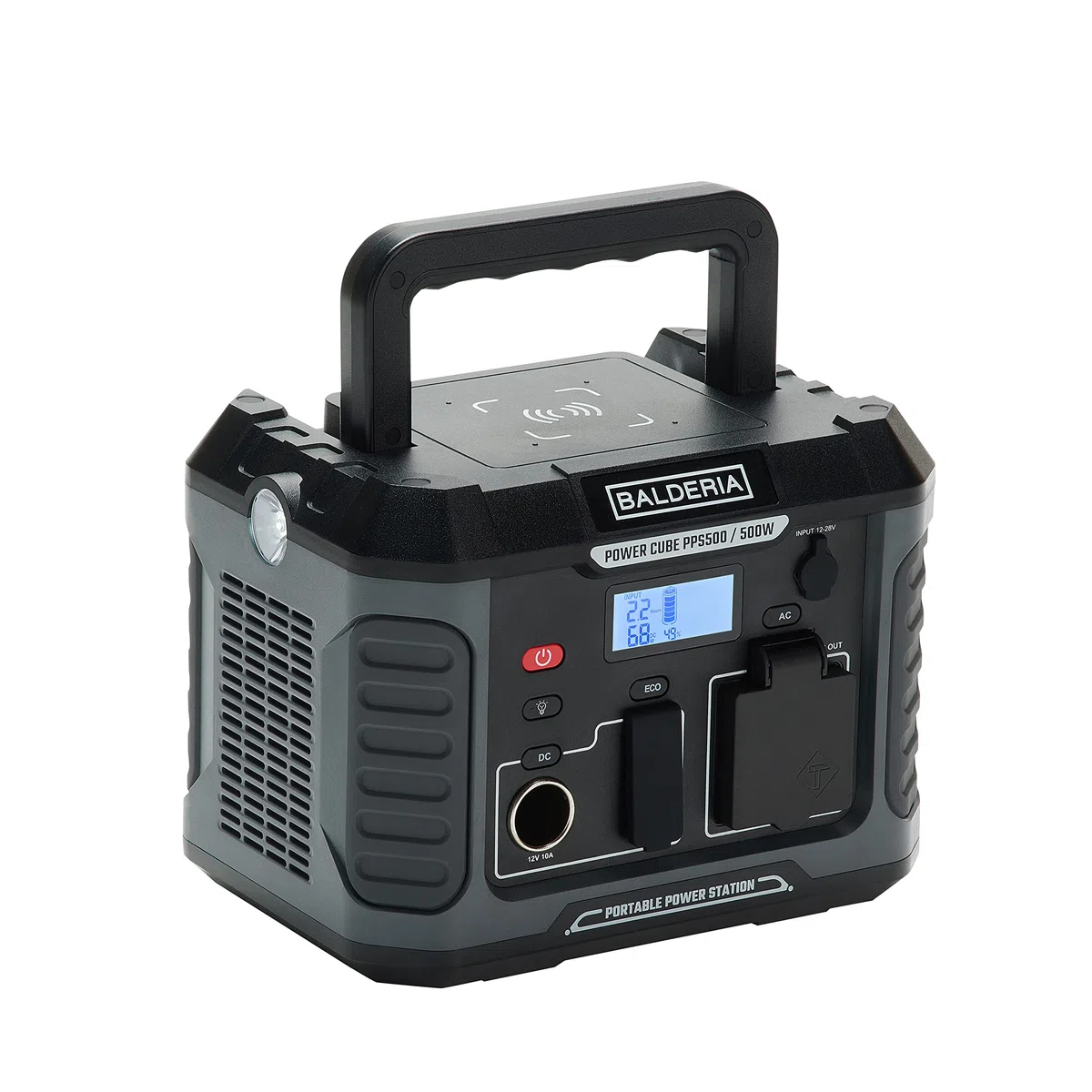 BALDERIA Power Set - Station d'alimentation 500 W Eco Edition (capacité de la batterie réduite), panneau solaire 120 W