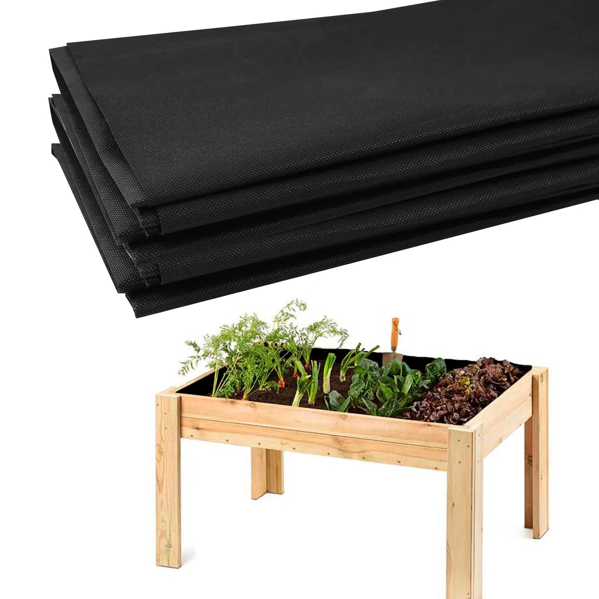 Doublure de jardinière surélevée - 160 x 210 cm - Insert en tissu pour grandes plantes potagères - En tissu non tissé respirant et imperméable - Pour parterres surélevés en plein air - Noir