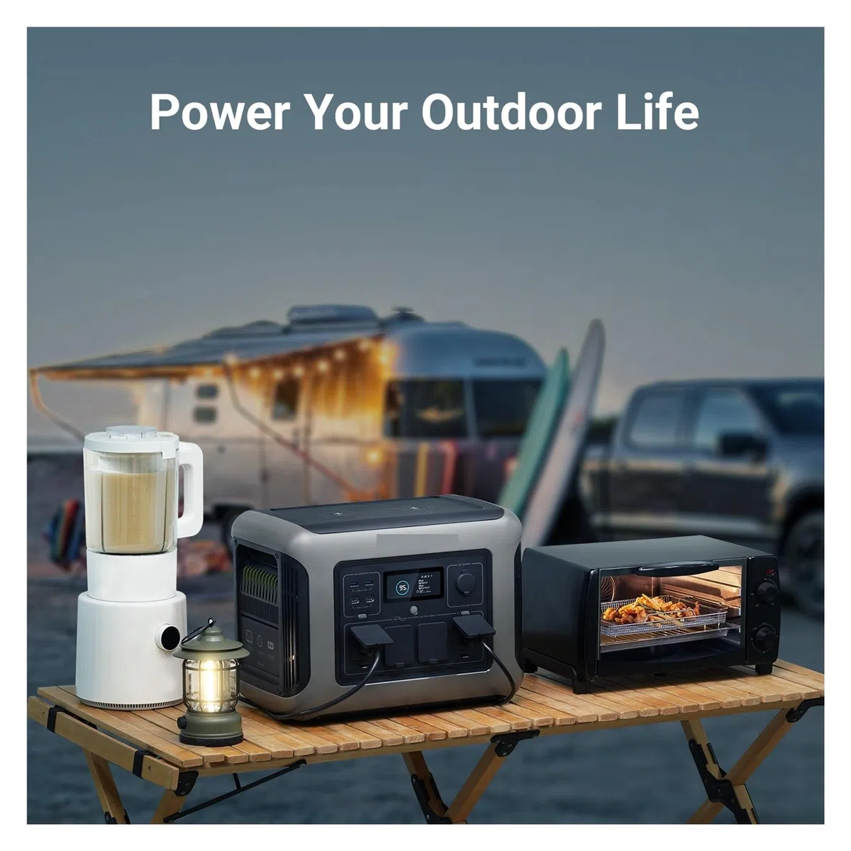 Centrale Électrique Portable R1500, Batterie LiFePO4 1152Wh Avec Générateur Solaire De Sortie AC 1800W (3000W En Crête) For Fête Dans Le Jardin Haute éNergie