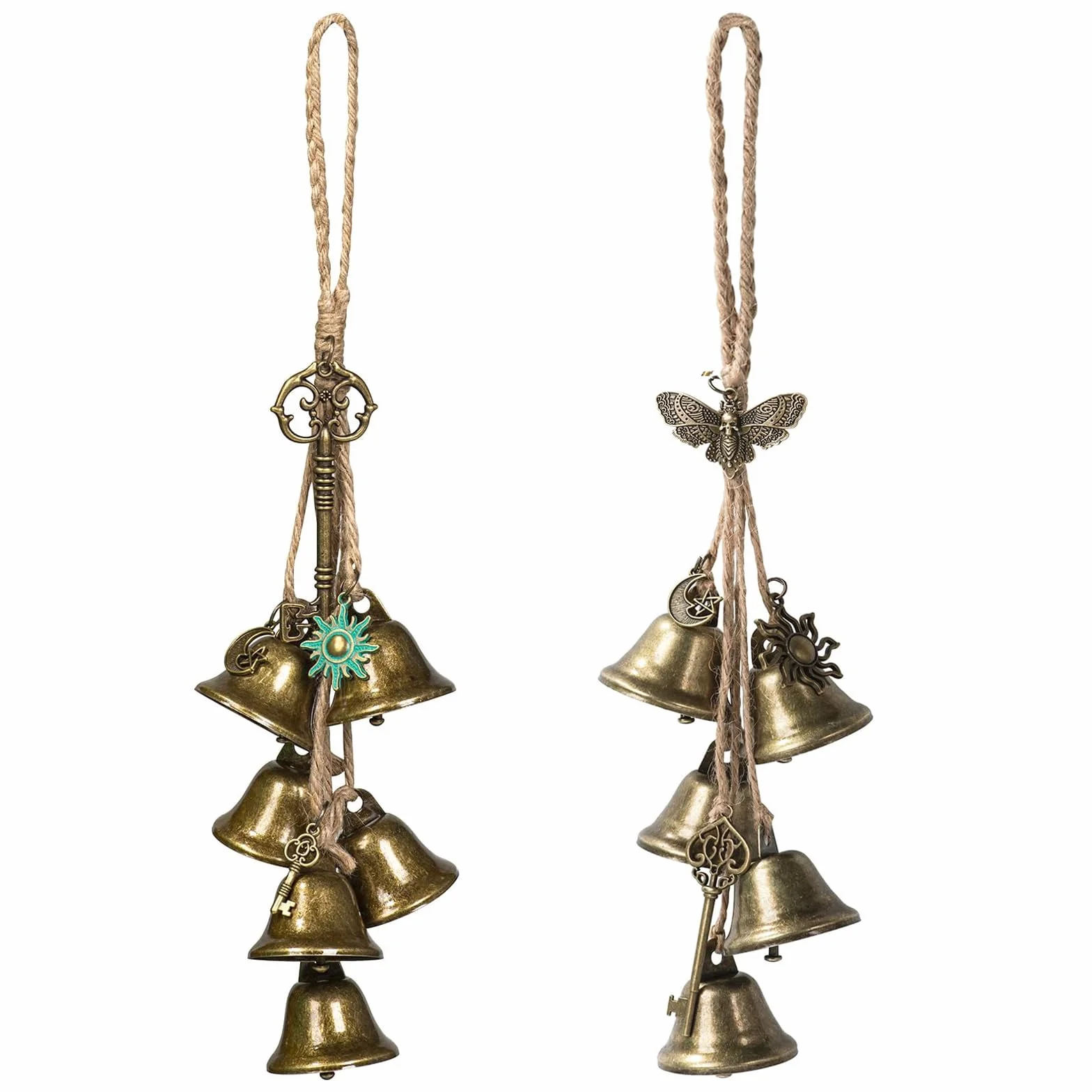 2 Pièces Carillon de Sorcière en Métal pour Exterieur, Vintage Carillons Eoliens de Sorcière Jardin, Protection de Maison Carillon à Vent pour Terrasse Exterieur, Cour Décoration à Suspendre