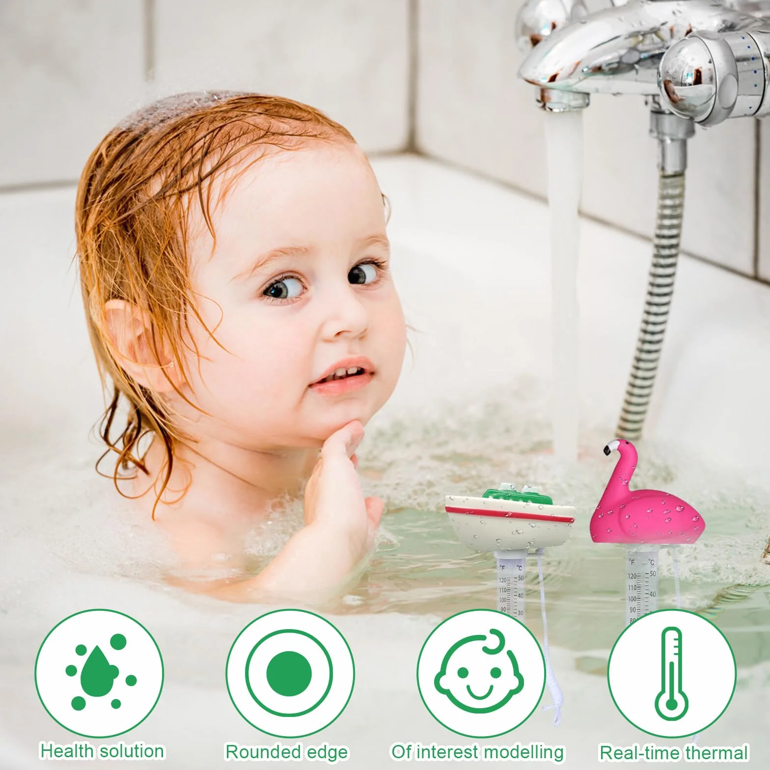 Lot de 2 thermomètres flottants pour piscine, incassables, avec cordon, flottants, pour baignoires, piscines, étangs