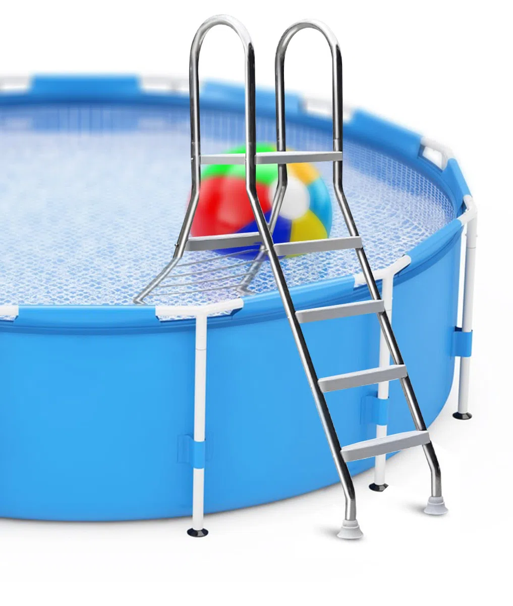 Echelle de Piscine Double Face 4 Marches pour Piscine Hors Sol Charge 250kg, échelle de Piscine Antidérapante, échelle de Piscine Hors Sol Robuste en Acier Inoxydable 304 épais