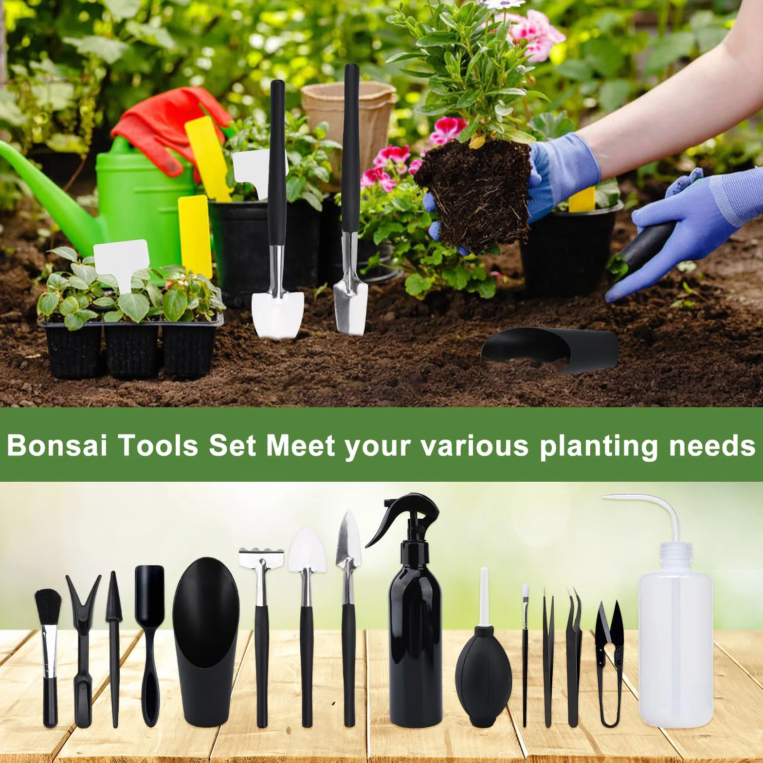 JOYBOY Kit D'outils de Jardin,Tapis de Jardinage Imperméable,Succulentes Imperméable Tapis,Ensemble D'outils de Jardinage,Kit d'outils pour Bonsai,Mini Outils de Jardinage pour Les Plantes d'intérieur