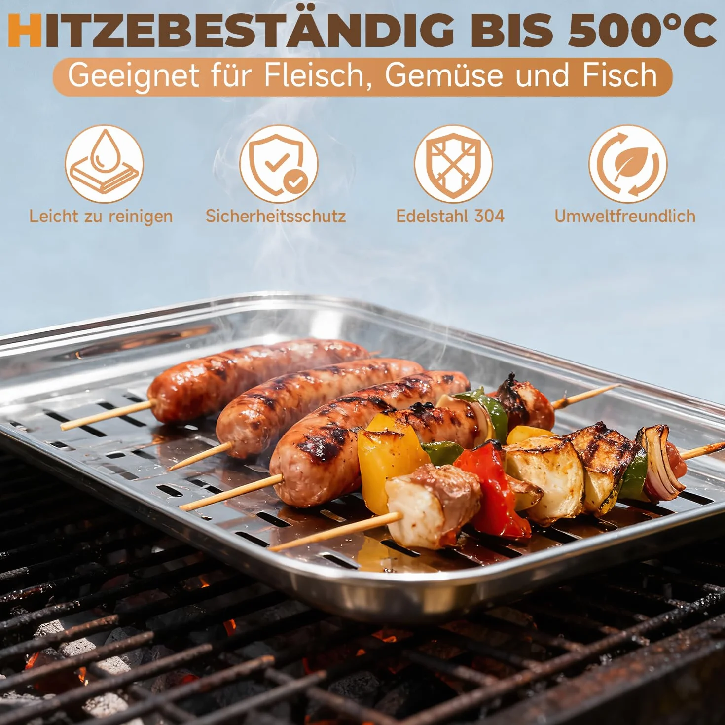 Plat Barbecue 34,9x24,5x2,7cm Plat de Cuisson Barbecue avec Trous 2pcs Réutilisables Plaque Inox pour Barbecue avec 1 Pince à Griller Accessoires Barbecue