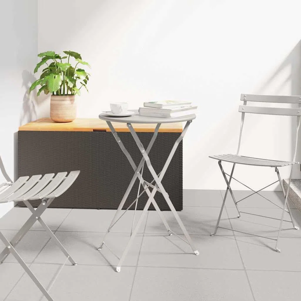 Table bistrot Beige Ø 50 cm et 71 cm de Haut en Acier revêtu de Poudre, Pliable pour Jardin terrasse Balcon Patio mobilier extérieur, idéale pour Repas ou détente