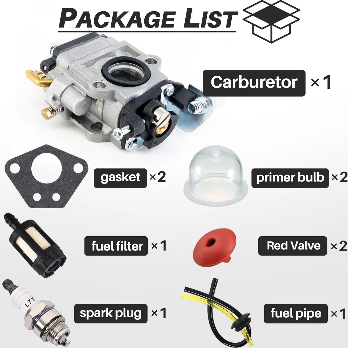 Carburateur pour 52cc 49cc 43cc Débroussailleuse, JRISBO Carburateur de Moteur de Débroussailleuse pour BU-KO 52 CC Accessoires Carbu Kit avec Joint, Bougie, Filtre à Essence