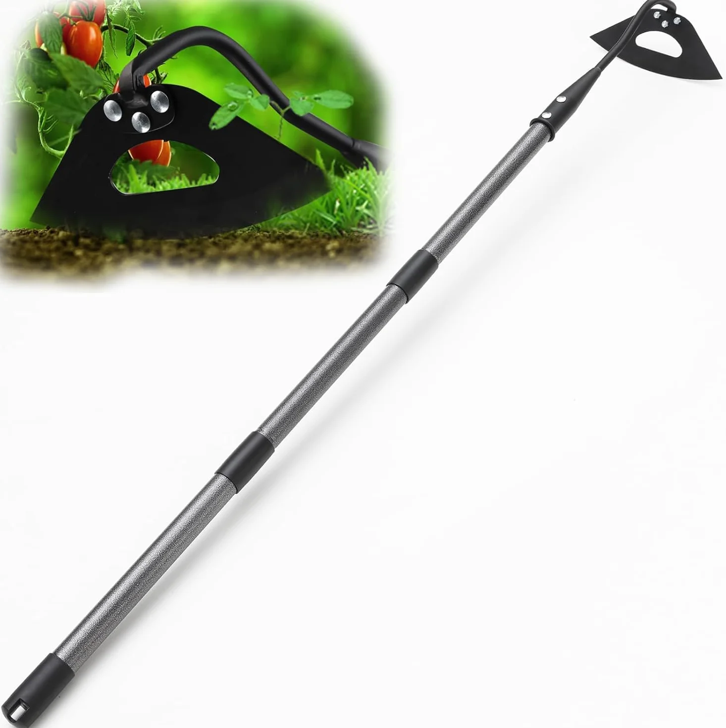 Houe de Jardin, 139cm Binette de Jardin Creuse Houe à Main Hoe à Mauvaises Herbes Désherbeuse à Main avec Lame Robuste pour Creuser, Désherber et Biner, Houe de Jardin Robuste