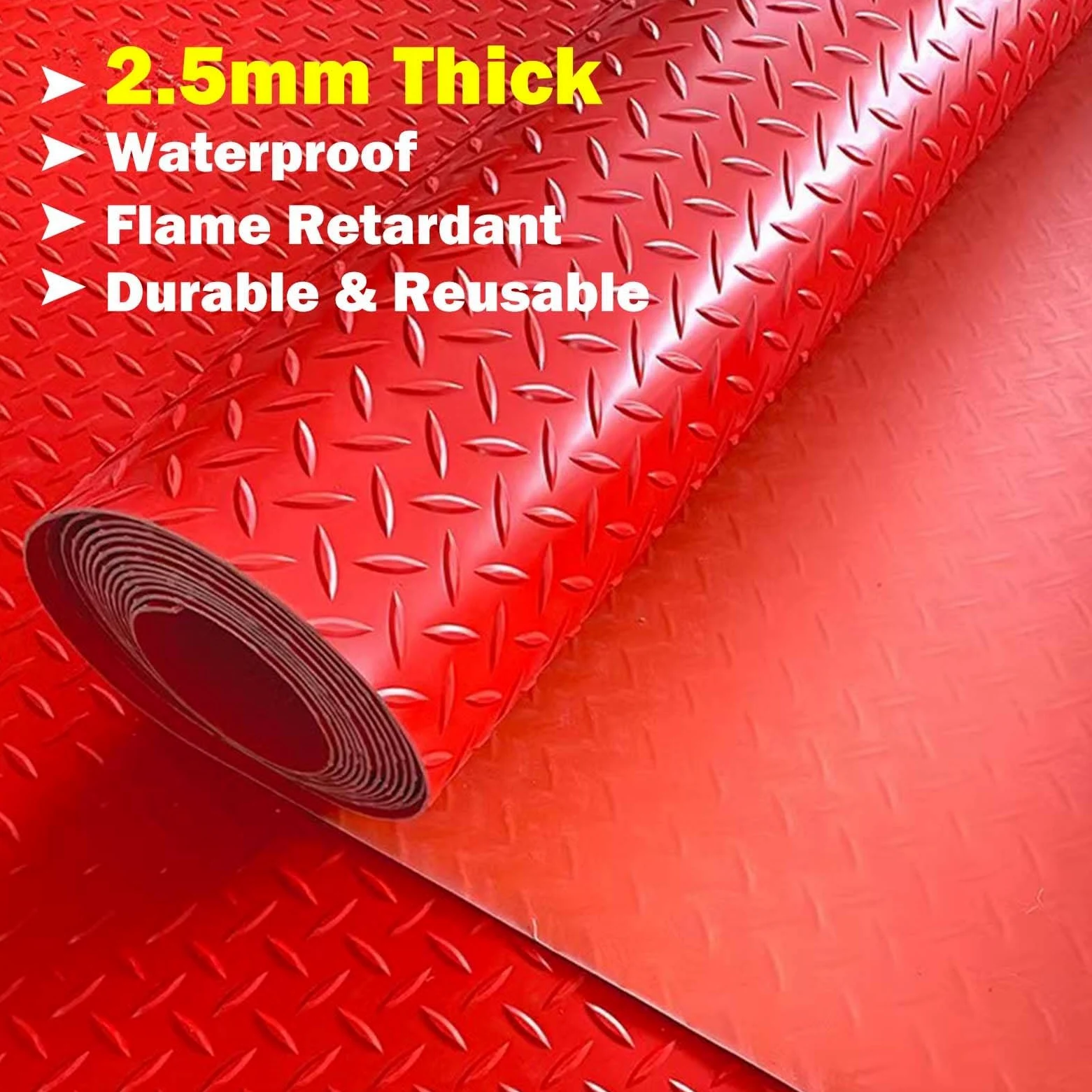 Tapis de Sol en Caoutchouc Rouge, de 0,6 m à 6 m, for sous-Sol, abri de Jardin, entrée, Box à Chevaux(1.2x2.5m/3.9x8.2ft)