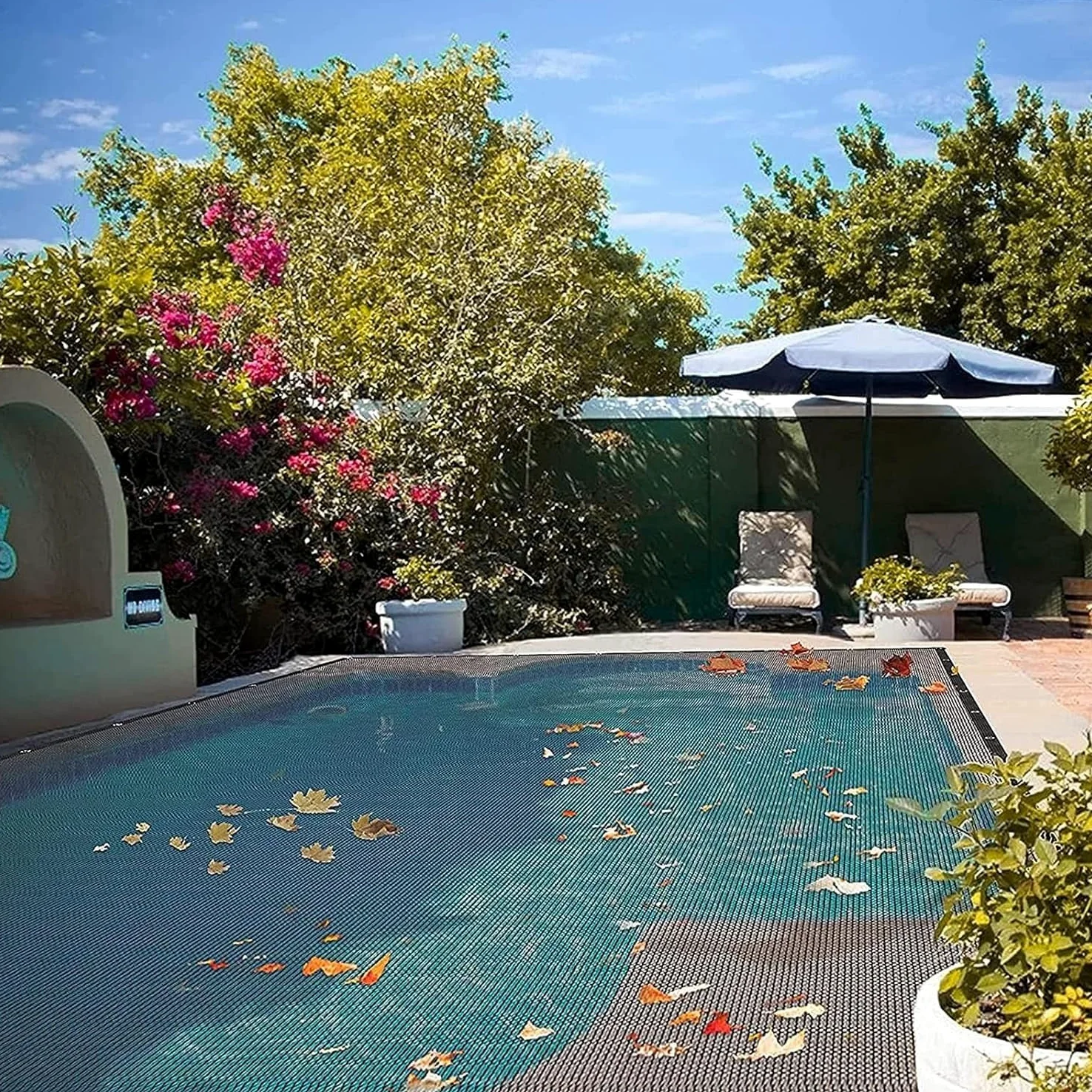 Bâche de protection robuste pour piscine creusée et hors sol, 5 x 6 m / 16.4x19.6ft – Protection ultime pour feuilles de piscine