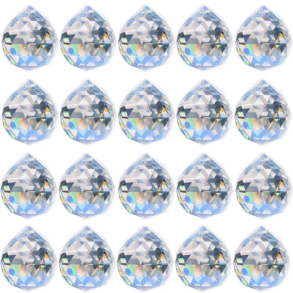 ADWIKOSO 20Pack 30mm Pendentif en Forme de Boule de Cristal Prisme en Verre à Suspendre Feng Shui Attrape-Soleil, décoration de fenêtre de Mariage, Maison (30 mm, 20)