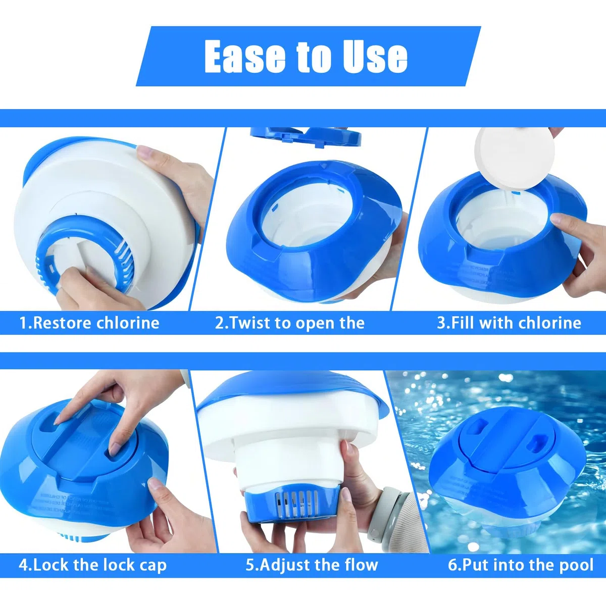 Flotteur Piscine Chlore, Diffuseur de Chlore pour Piscine, Diffuseur Chlores Piscines Gros Galet, Diffuseur Flottant Piscines, Accessoires Piscin, Spas, Bains à Remous et Parcs Aquatiques (A)