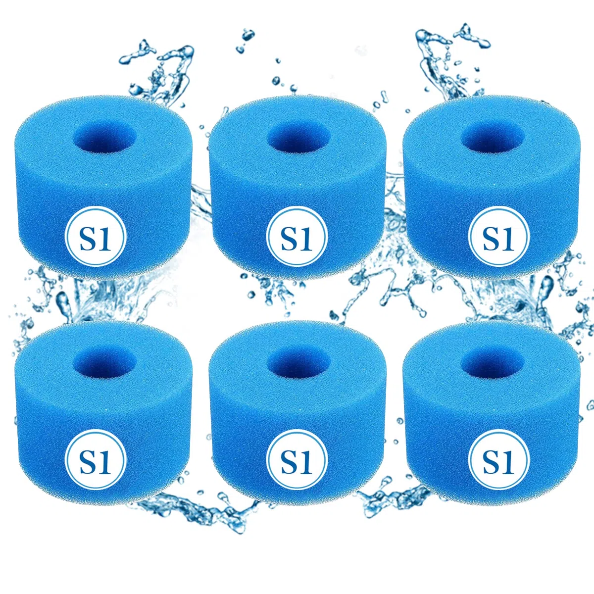Type S1 Éponge Filtrante de Piscine en Mousse Filtre pour Intex Type S1 pour Piscine,Cartouche filtrante réutilisable pour Bain à remous (6 pièces)