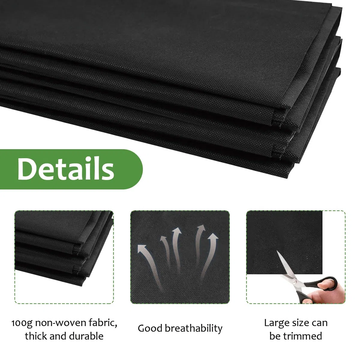 Doublure de jardinière surélevée - 160 x 210 cm - Insert en tissu pour grandes plantes potagères - En tissu non tissé respirant et imperméable - Pour parterres surélevés en plein air - Noir