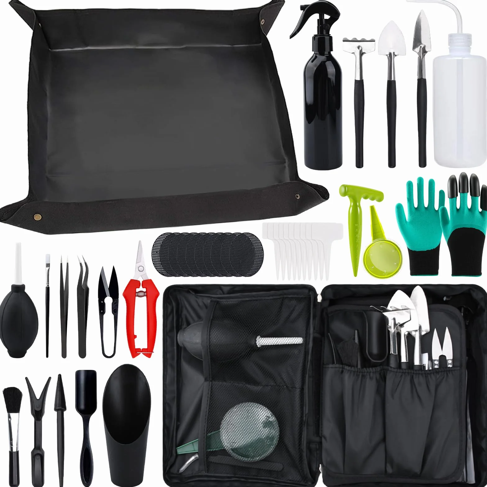 JOYBOY Kit D'outils de Jardin,Tapis de Jardinage Imperméable,Succulentes Imperméable Tapis,Ensemble D'outils de Jardinage,Kit d'outils pour Bonsai,Mini Outils de Jardinage pour Les Plantes d'intérieur