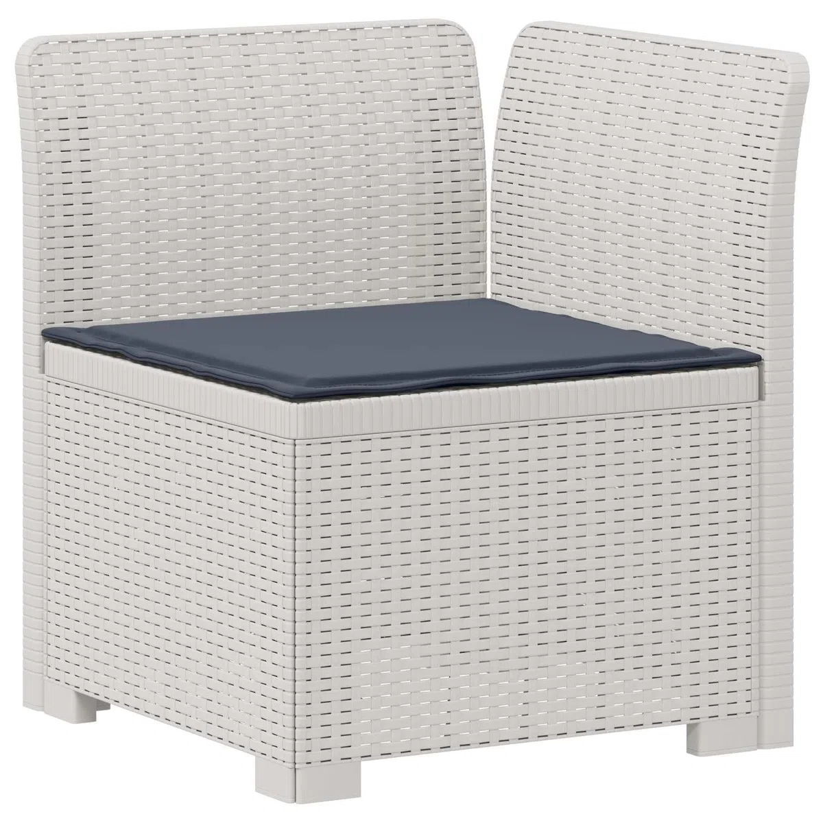 Canapé de Jardin 3 Places Modulable en PP Aspect Rotin Blanc