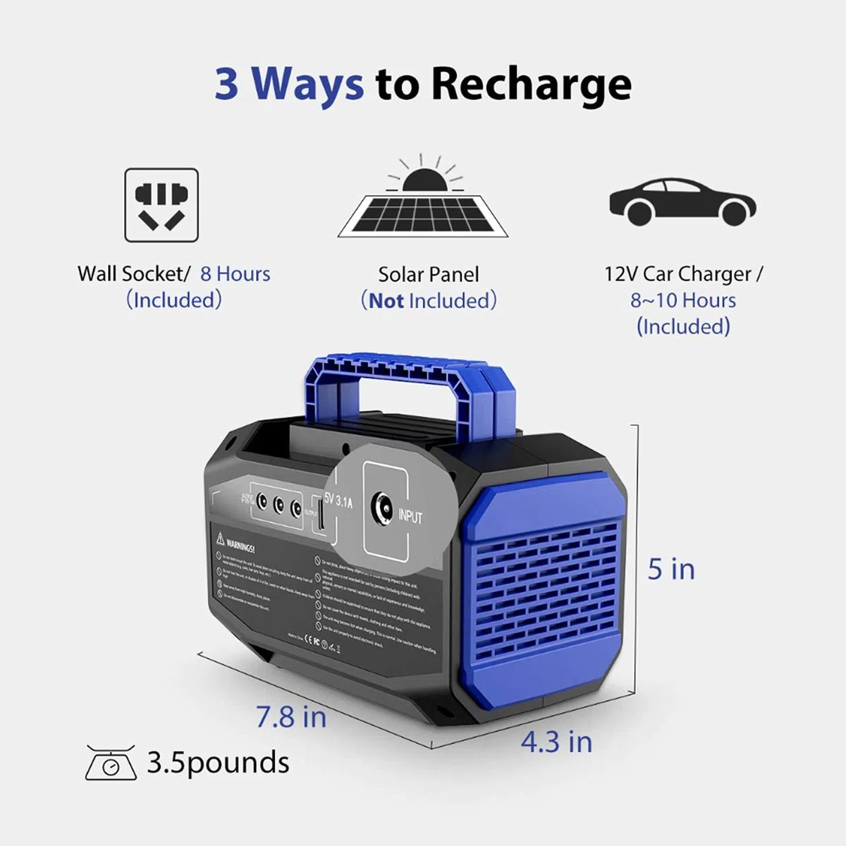 TIM-LI Centrale Électrique Portable 150W, Générateurs 45000Mah, Alimentation par Batterie Au Lithium avec Prise Secteur, Ports CC, Ports USB, Moniteur LED, pour Urgence À L'extérieur