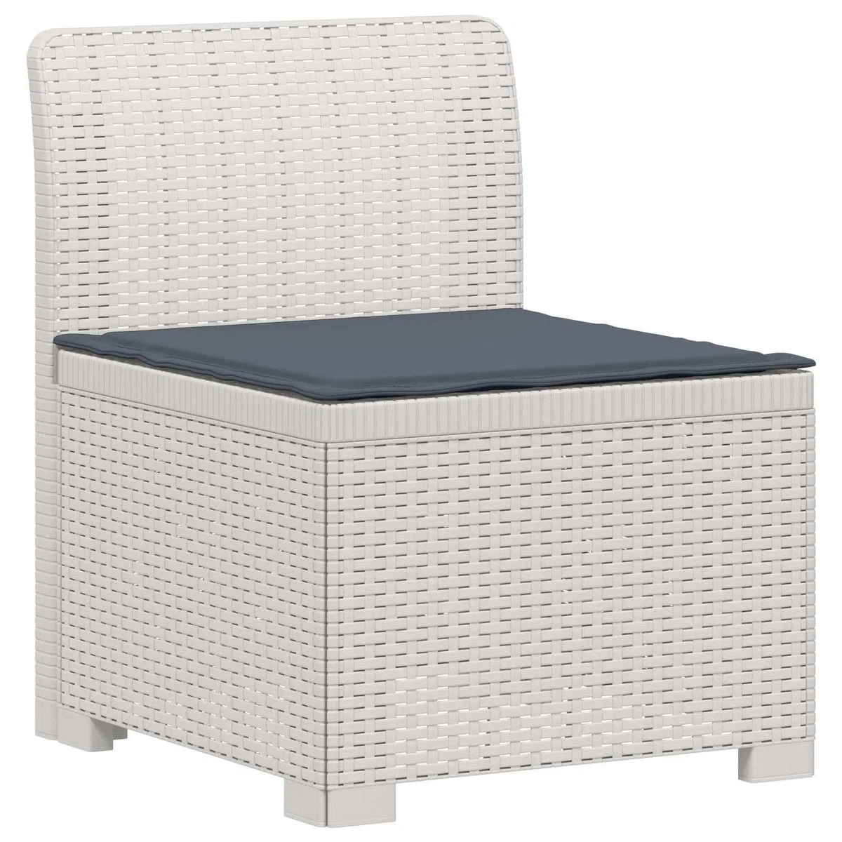Canapé de Jardin 3 Places Modulable en PP Aspect Rotin Blanc