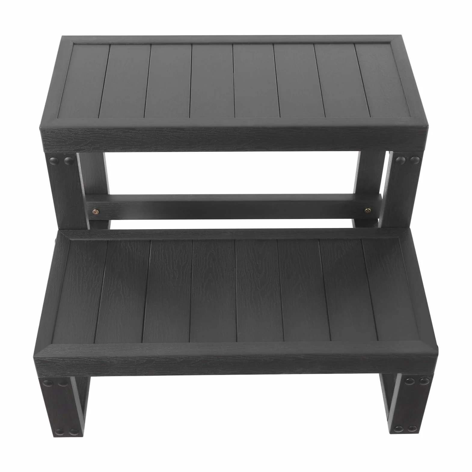 Marche de Spa à 2 marches - 60 x 54 x 42 cm - Universelle - Aspect Bois - Marches en Plastique - Antidérapantes - Étanche - pour l'extérieur et l'extérieur
