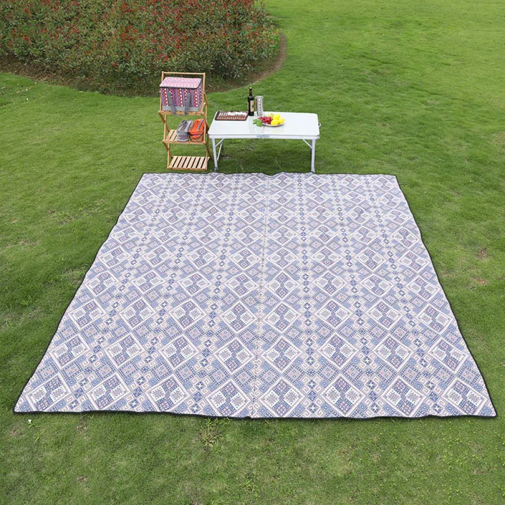 Grande couverture de pique-nique imperméable (300 x 300 cm) pour voyage, camping et plage, motif rétro, lavable, douce, extra large, parfaite pour les festivals et les parcs