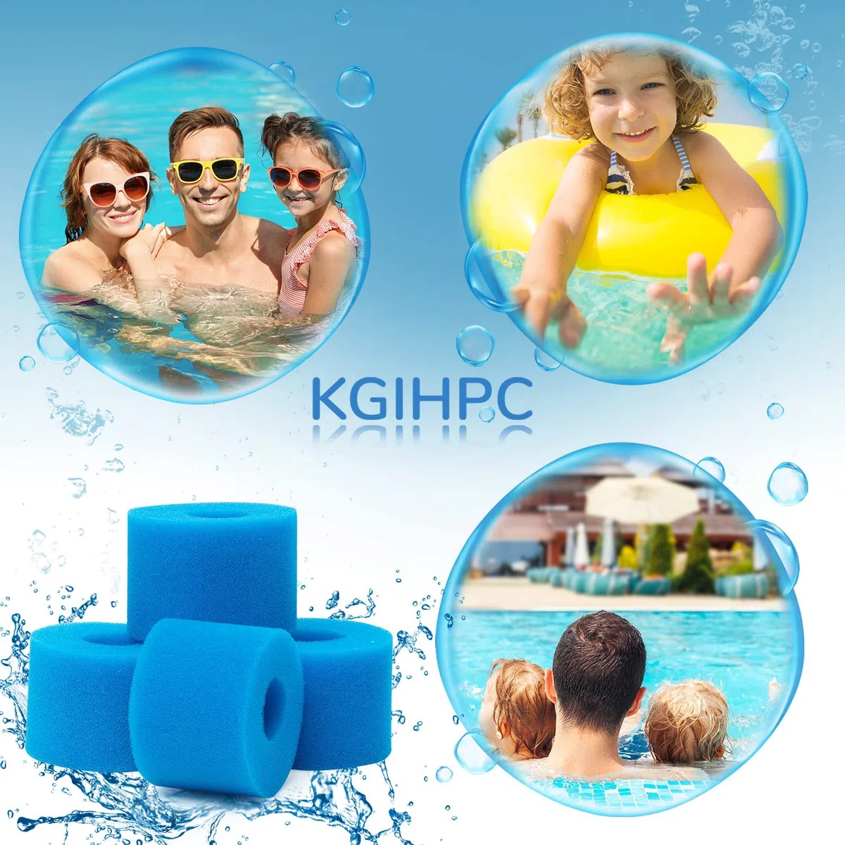 Type S1 Éponge Filtrante de Piscine en Mousse Filtre pour Intex Type S1 pour Piscine,Cartouche filtrante réutilisable pour Bain à remous (6 pièces)