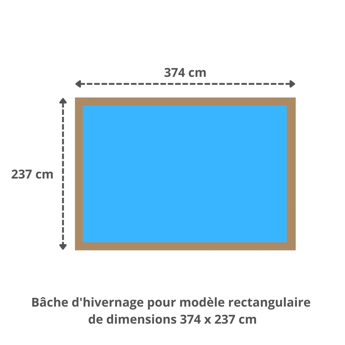 Bâche hivernage Piscine Hors Sol PROCOPI BWT myPool Pool'n Box Junior 374 x 237 cm - Toile PVC 640 g/m² Gris foncé - Couverture Hiver