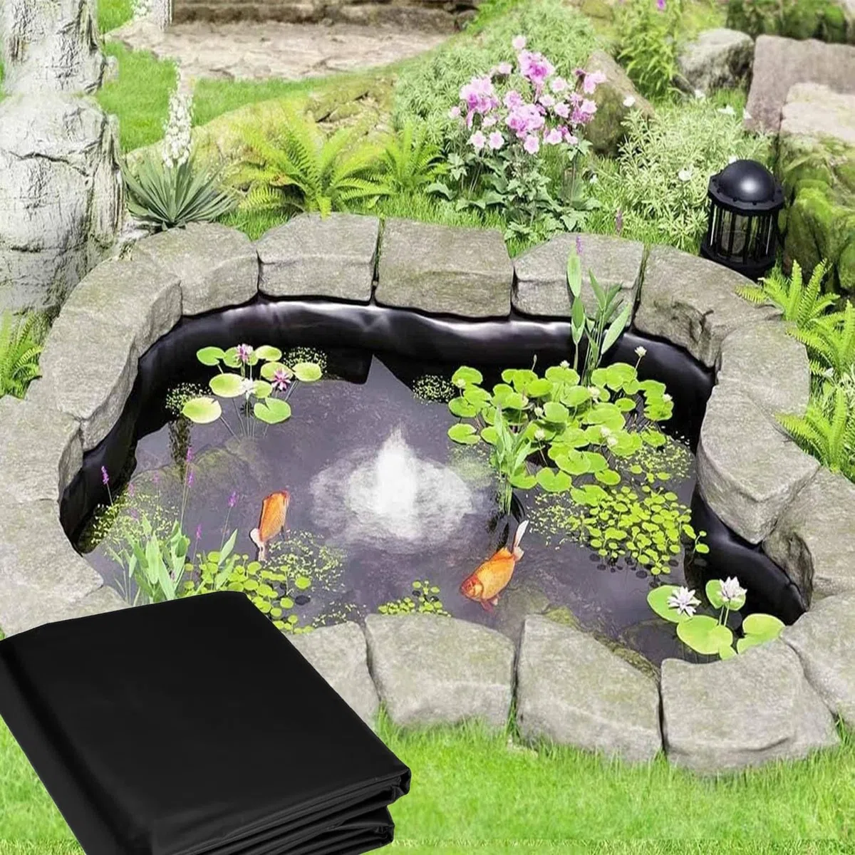 Bâche de bassin d'extérieur 6 x 10 m résistante aux UV - Matériau flexible facile à couper - Idéal pour les poissons et les canards - Jardins surélevés et installations d'eau
