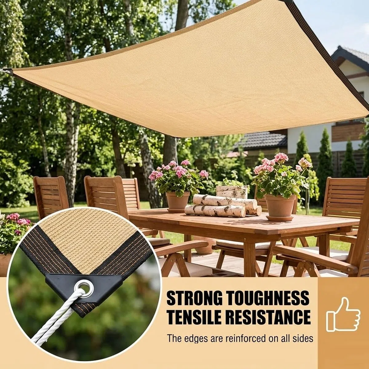 Voile d'ombrage en maille robuste résistant aux UV avec œillets, idéal pour jardin, terrasse, serre, niche pour chien, 1,5 x 14 m, solution de protection solaire pour l'extérieur